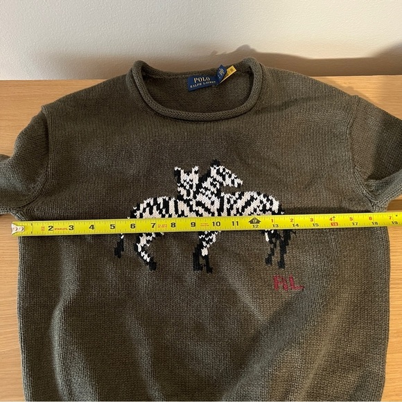 Polo by Ralph Lauren Olive Sweater with Zebra Design - Picture 10 of 10